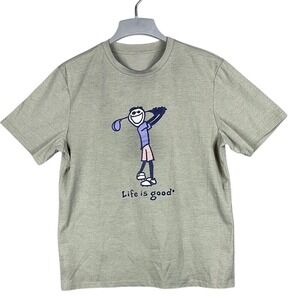 Life is‎ Good Short Sleeve Graphic T-Shirt Golf Mens Size Large Tan